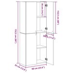 vidaXL Highboard en vieux bois 60 x 32 x 153 cm - fabriqué en bois d'ingénierie.