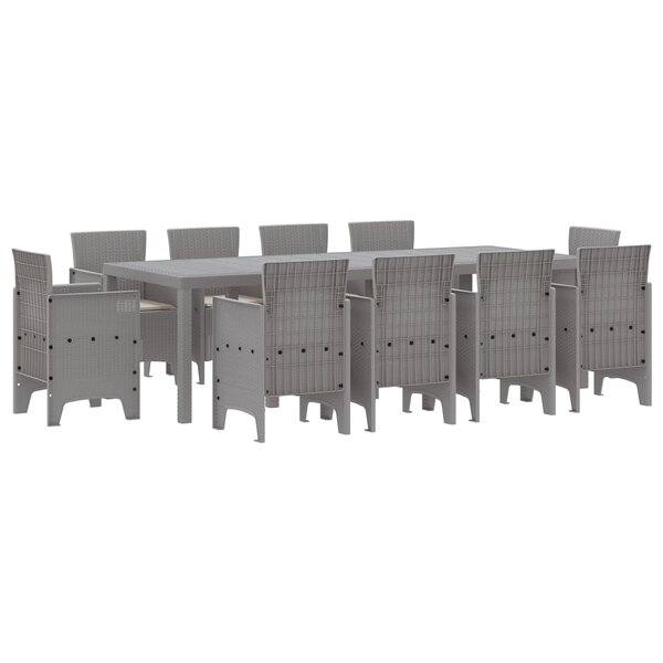 vidaXL Ensemble de salle à manger de jardin 11 pièces avec coussins gris clair rotin poly