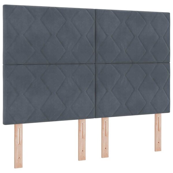 vidaXL Tête de lit LED design blocs diamants gris foncé 160 cm en velours