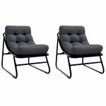 vidaXL Mobilier de jardin avec coussin 2 Pièces Noir 60 x 80 x 71cm Métal