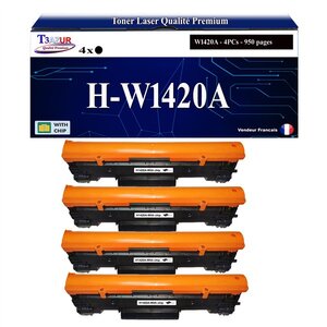T3AZUR -4x Toners compatibles avec HP W1420A (142A) pour HP LaserJet MFP M139  M139w M140 M140w M141 M141w M142 M142w