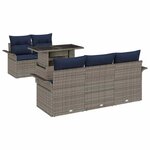 vidaXL Ensemble de canapé de jardin avec coussin 6 Pièces Gris Poly rotin