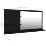 vidaXL Miroir de salle de bain noir 90x10 5x45 cm bois d’ingénierie