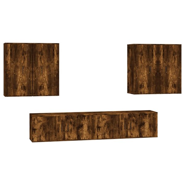 vidaXL Ensemble de meubles TV 6 Pièces Chêne fumé Bois d'ingénierie