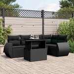 vidaXL Salon de jardin 6 Pièces avec coussins noir résine tressée