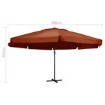 vidaXL Parasol de jardin avec mât en aluminium 600 cm terre cuite