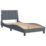 vidaXL Cadre de lit avec LED sans matelas Hanko gris foncé 90x200 cm velours