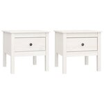 vidaXL Tables d'appoint 2 Pièces Blanc 50x50x49 cm Bois massif de pin