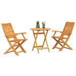 vidaXL Ensemble bistro pliant 3 Pièces Marron Bois d'acacia massif