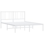 vidaXL Cadre de lit métal avec tête de lit blanc 150x200 cm