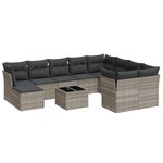 vidaXL Salon de jardin 11 Pièces avec coussins gris clair résine tressée