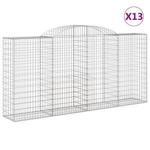 vidaXL Paniers à gabions arqués 13 Pièces 300x50x140/160 cm fer galvanisé