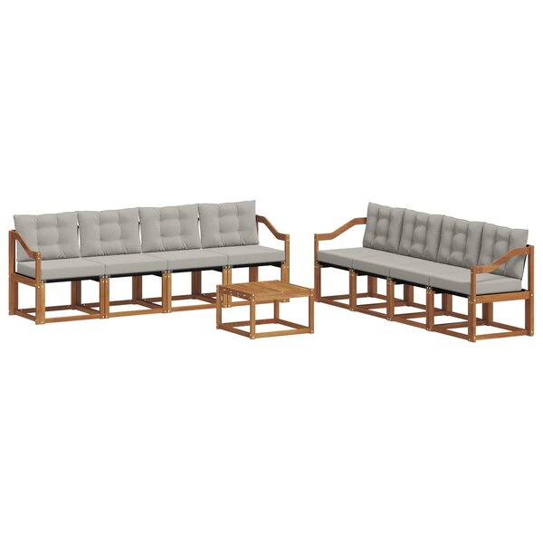 vidaXL Ensemble de canapés d'extérieur 9 pc Gris Naturel et Clair