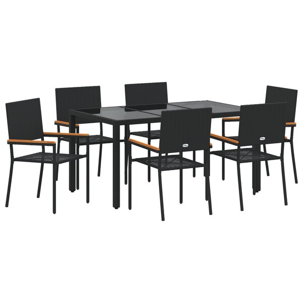 Ensemble de Salle à Manger de Jardin 7 pièces vidaXL Noir Poly Rattan