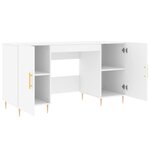 Bureau table poste de travail meuble d'ordinateur informatique étude 140 x 50 x 75 cm bois d'ingénierie blanc 02_0023511
