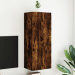 vidaXL Meuble TV mural chêne fumé 40 5x30x102 cm bois d'ingénierie