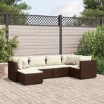 vidaXL Salon de jardin 6 Pièces avec coussins Marron Résine tressée