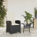 vidaXL Chaise inclinable de jardin avec coussins noir résine tressée