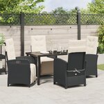 vidaXL Ensemble de salle à manger de jardin 5 pièces avec coussins en rotin synthétique noir