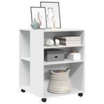 vidaXL Table d'appoint avec roues blanc 55x60x78 cm bois d'ingénierie