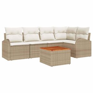 vidaXL Ensemble de canapé de jardin 6 Pièces Beige Poly rotin