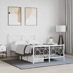 vidaXL Cadre de lit métal sans matelas et pied de lit blanc 120x190 cm