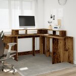 vidaXL Bureau avec lumières LED vieux bois bois d'ingénierie