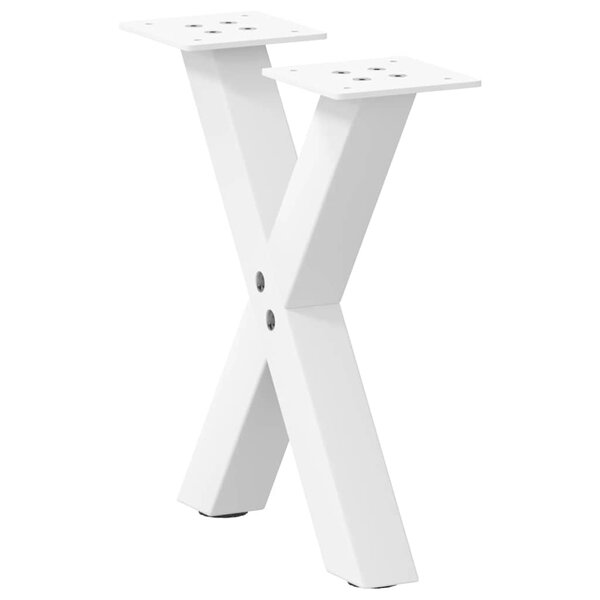 vidaXL Pieds de table basse en forme de X  2 pièces  blanc  30 x (30-31) cm  acier