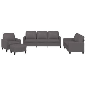 vidaXL Ensemble de canapés 4 Pièces avec coussins Gris Similicuir
