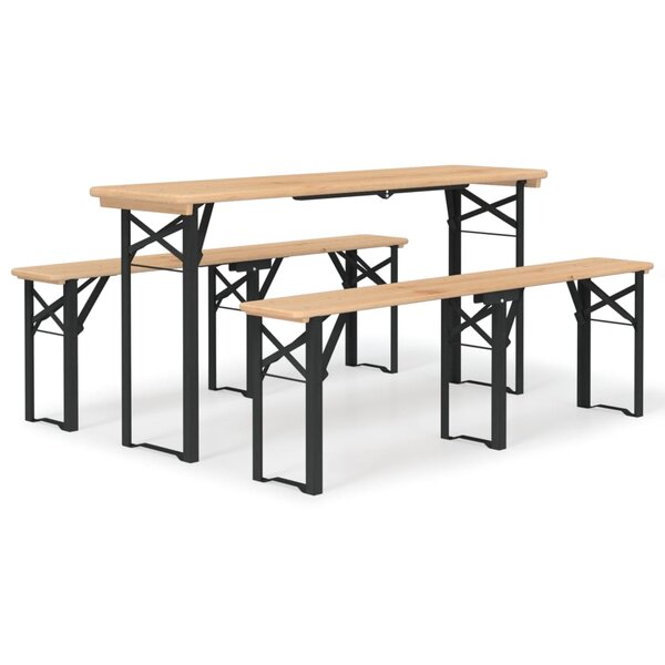vidaXL Ensemble de tables à bière pliantes 3 Pièces bois massif de sapin