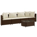 vidaXL Salon de jardin avec coussins 5 Pièces marron résine tressée