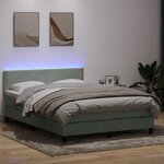 vidaXL Sommier à lattes de lit et matelas et LED gris clair 160x220cm velours