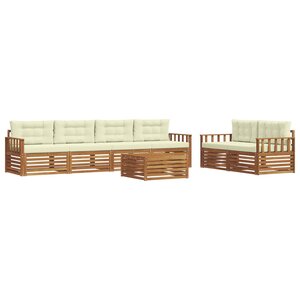 vidaXL Ensemble de canapés d'extérieur 7 pc Naturel et Crème