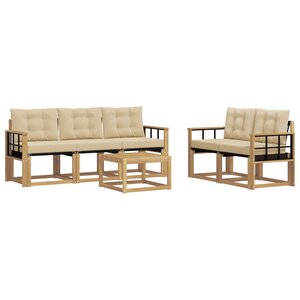 vidaXL Ensemble de canapés d'extérieur 6 pc Blanc et Beige
