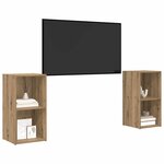 vidaXL Ensemble meuble TV 2 Pièces Chêne artisanal 72 x 35 x 36 5 cm