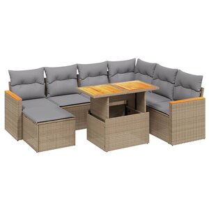 vidaXL Salon de jardin avec coussins 8 Pièces beige résine tressée