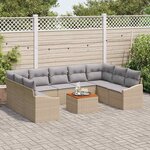 vidaXL Ensemble de canapé de jardin 10 Pièces Beige Poly rotin