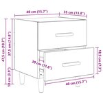vidaXL Armoire de lit 2 Pièces chêne artisanal 40 x 35 x 47.5 cm