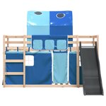 vidaXL Lit superposé sans matelas avec toboggan et rideaux 80x200 cm