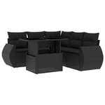 vidaXL Salon de jardin 6 Pièces avec coussins noir résine tressée