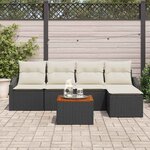 vidaXL Ensemble de canapé de jardin avec coussin 6 Pièces Noir Poly rotin