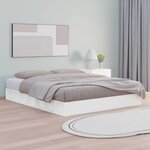 vidaXL Cadre de lit Blanc 150x200 cm Très grand Bois massif