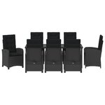 vidaXL Ensemble de salle à manger de jardin 9 pièces avec coussins en rattan noir