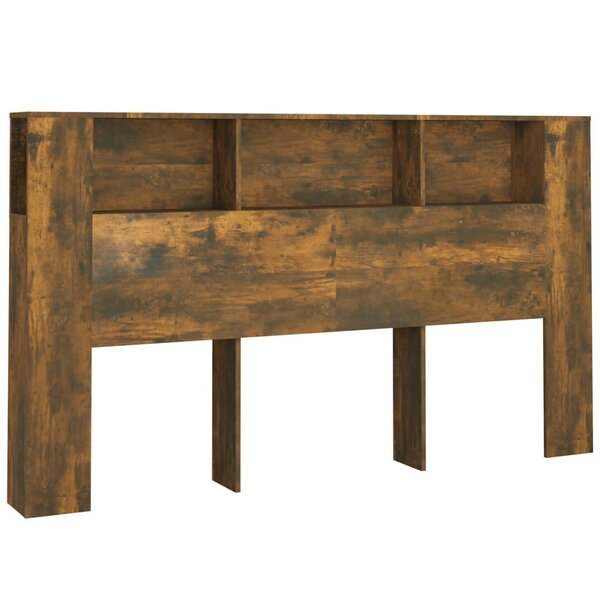 vidaXL Armoire de tête de lit Chêne fumé 180x18 5x104 5 cm