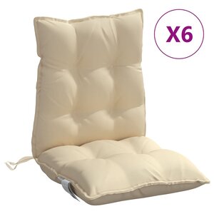 vidaXL Coussins de chaise à dossier bas lot de 6 beige tissu oxford