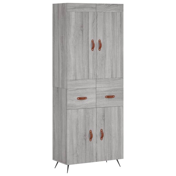 vidaXL Buffet haut Sonoma gris 69 5x34x180 cm Bois d'ingénierie