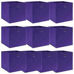 vidaXL Boîtes de rangement 10 Pièces Violet 32x32x32 cm Tissu