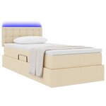 vidaXL Lit avec rangement et LED avec matelas Crème 90 x 190 cm tissu