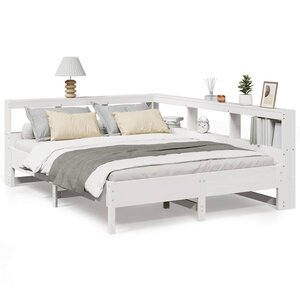 vidaXL Lit bibliothèque sans matelas blanc 150x200 cm bois pin massif