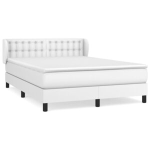 vidaXL Sommier à lattes de lit avec matelas Blanc 140x190cm Similicuir
